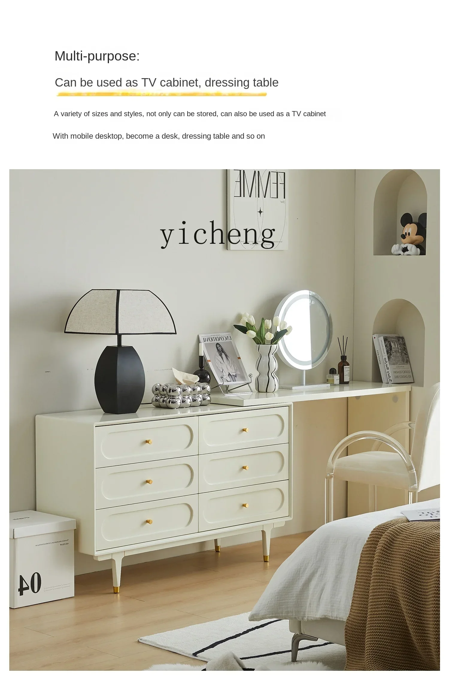 v9.9-Eight Spares Cabinet Modern Minimalist Living Room Bedroom Storage Sideboard Cabinet Light Luxury Tailstock Storage Cabinet