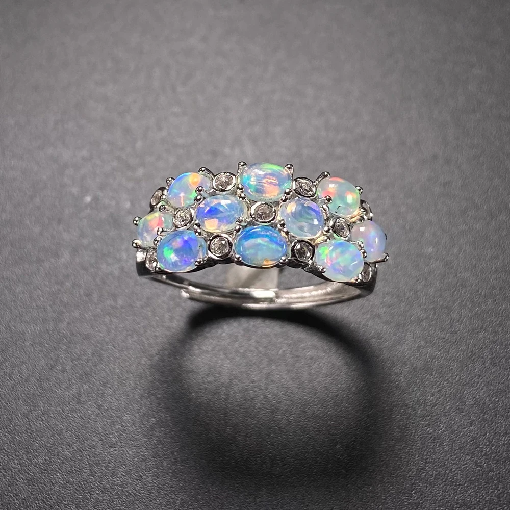 Elegant Natural White Opal Rings Sterling 925 Silver October Birthstone 3*4mm for Women Birthday Lady Wedding Party Fine Jewelry - view 2