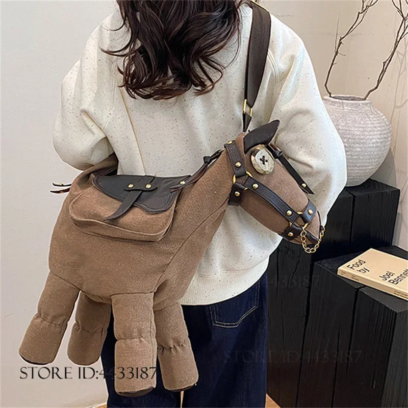 Funny Horse Shoulder Bag Womens Shopping Handbag Creativity Personalized Gifts Casual Large Capacity Canvas Bag Storage Bag