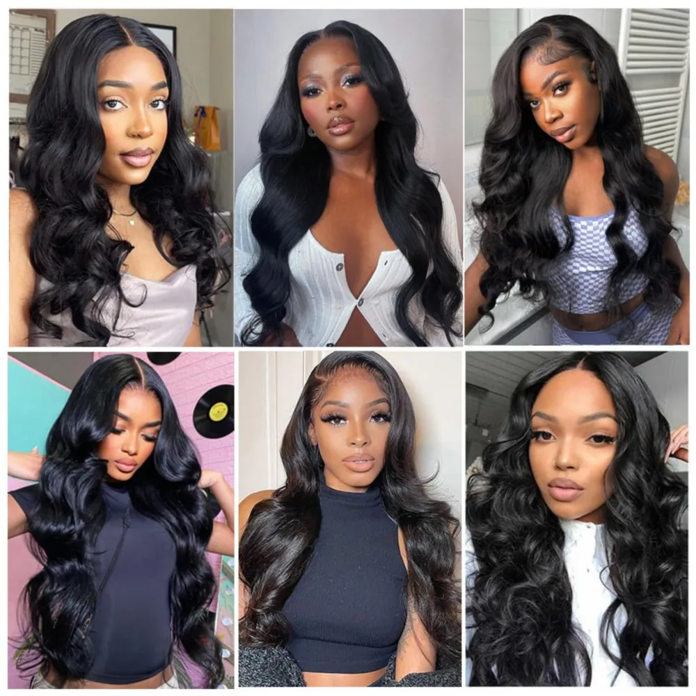 Body Wave Bundles Human Hair With Closure Frontal 13x4 Lace 3 Bundles With Closure Natural Black Color Extension 26 28 30 Inches