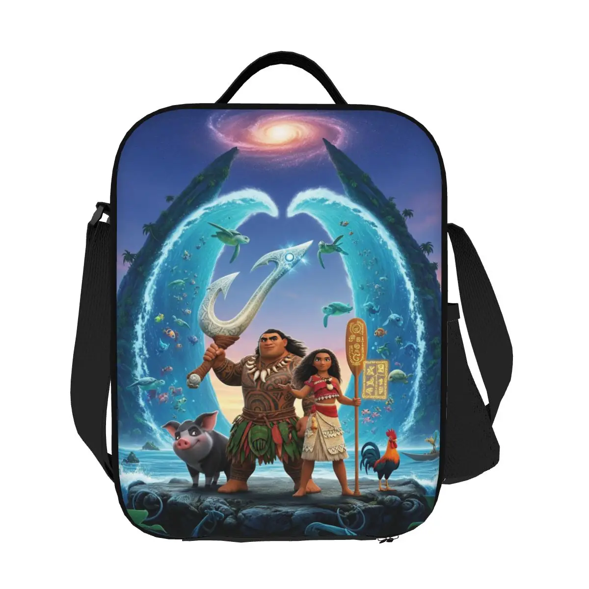 Custom Comedy Adventure Movies Moana Insulated Lunch Bags for Women Resuable Cooler Thermal Food Bento Box School