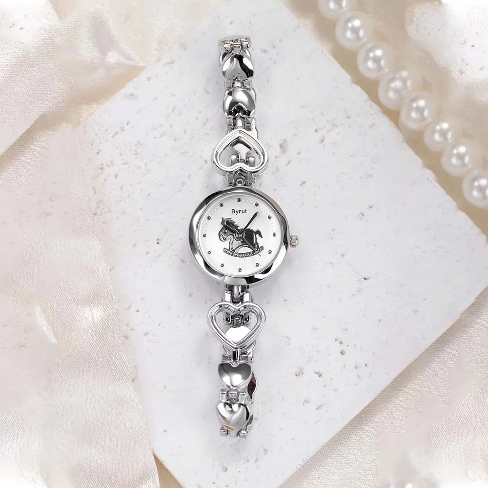 

GEDI НОВЫЕ женские кварцевые часы, креативные часы-браслет с сердечком пони, нишевый дизайн, водонепроницаемые женские наручные часы, женские подарки