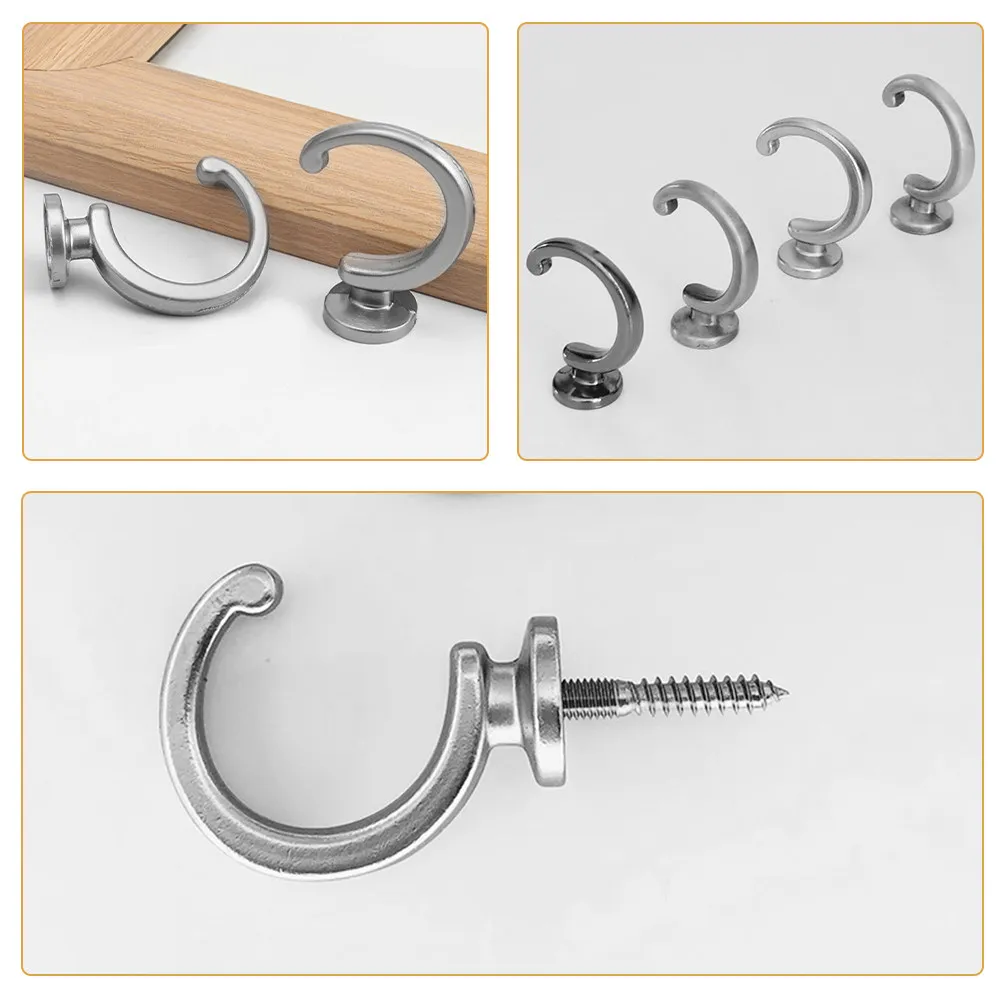2Pcs Alloy Curtain Tieback Hook Wall Mounted Heavy Duty Drapery Holdback Silver Modern Elegant Living Room Bedroom Decor Metal