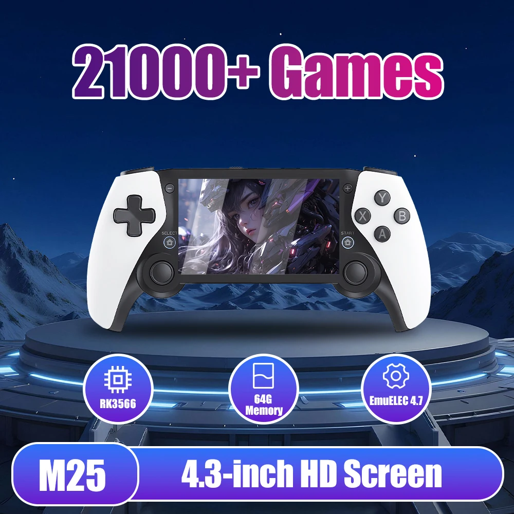 

JMachen New M25 Handheld Game Console EmuELEC 4.7 OS Video Game Player with 21000+ Games 26 Emulators for PS1/PSP/MAME/N64/SNES