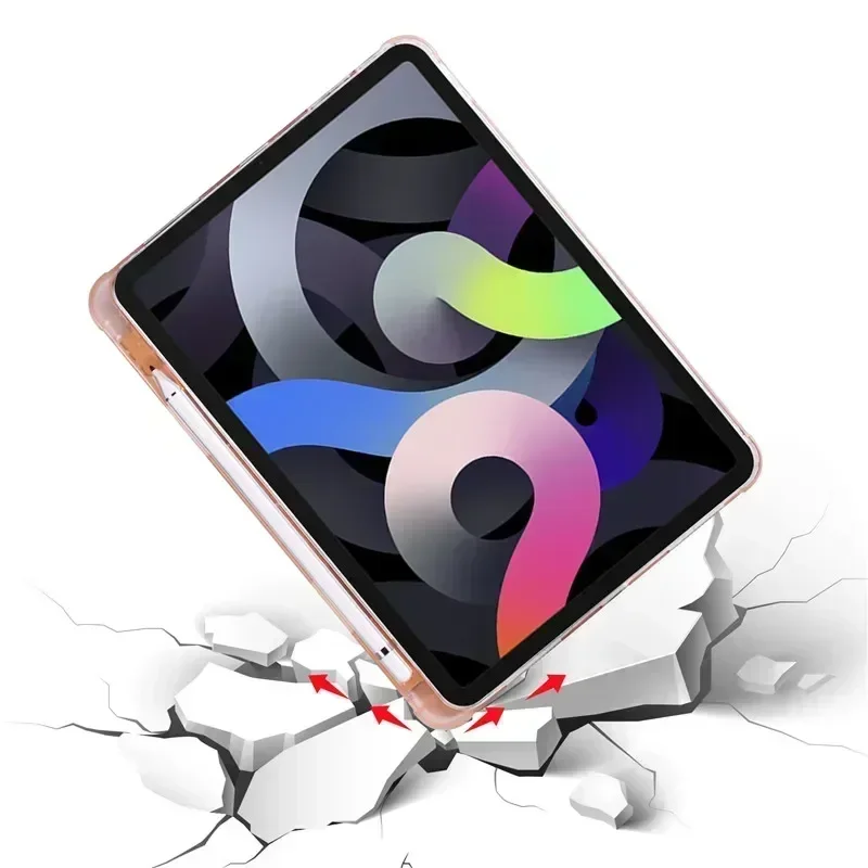 For iPad Air 11 2024 Case with Pen Holder Trifold TPU Back Stand Tablet Coque For iPad Air 6 6th Gen iPad Air M2 Case 11 inch image 3