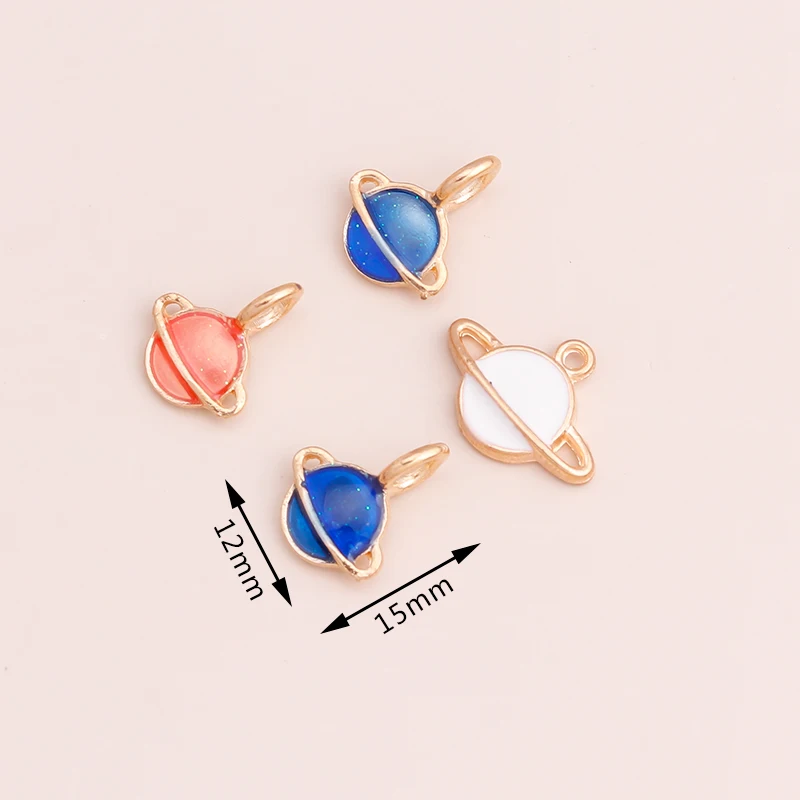 10pcs Cute Galaxy Saturn Charms for Earrings Necklaces Pendant Enamel diy Charms Jewelry Making Accessories Findings