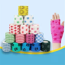 6 Roll Medical Therapy Elastic Bandage 4.8m Printed Sports Knee Protector Colorful Self Adhesive Wrap Tape for Finger Joint Pet