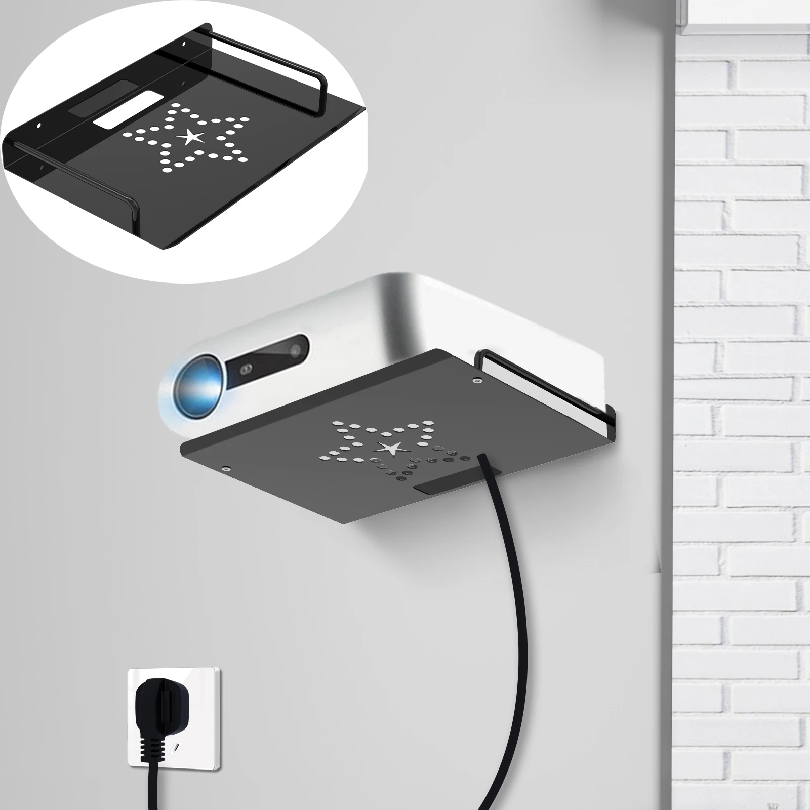 Soporte para estante de pared para enrutador, soporte para proyector, decodificador WiFi multiusos, soporte de monitoreo, reproductor de DVD, decodificador de TV, caja de cables
