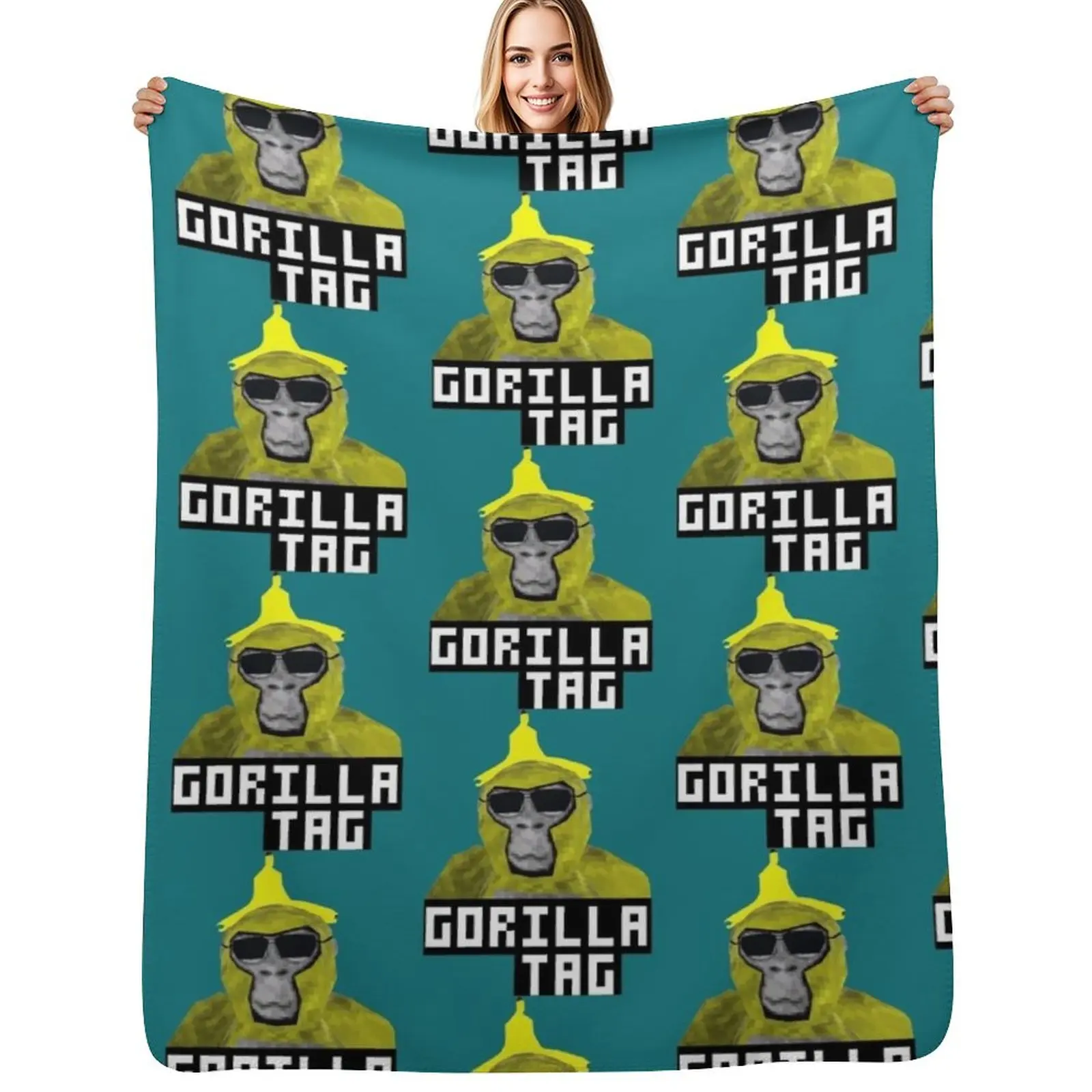 Gorilla Tag Monkey Banana Peel Gorilla Monke Gorilla Tag PFP Maker Throw Blanket Warm Accent Blanket for Living Room Decoration