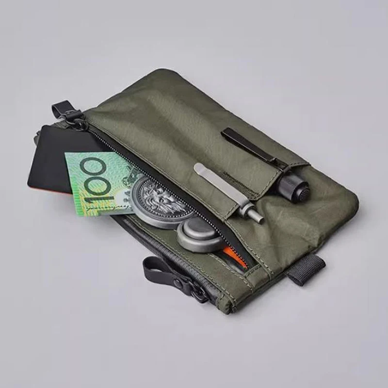 

1pcs Zip Clutch With Wristband Passport Holder Zipper Wallet And EDC Carrier 3 External Slots Weatherproof And RFID Blocking