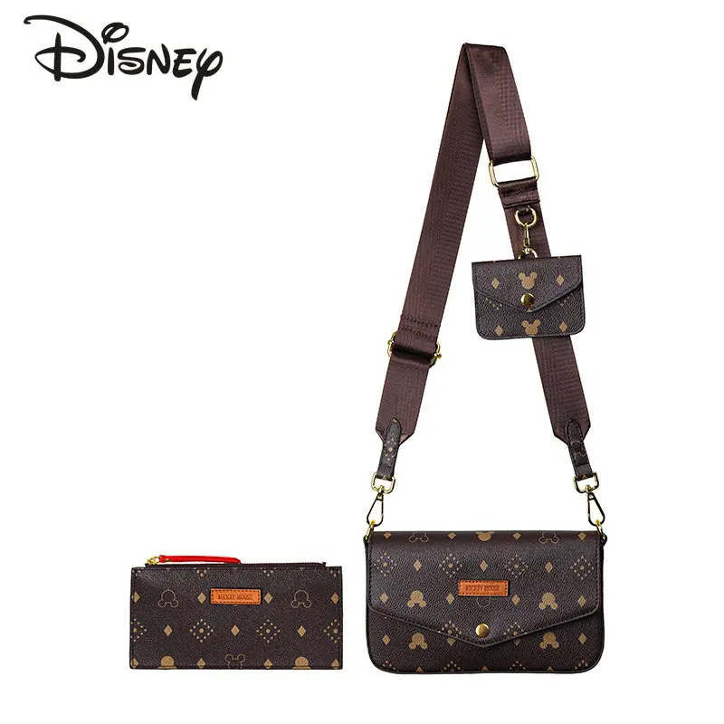 Bolsa Crossbody Disney-Mickey para Mulher, Alta Qualidade, Bolsa Móvel, Alto Sentido, Moda, Original, Nova, 3 em 1