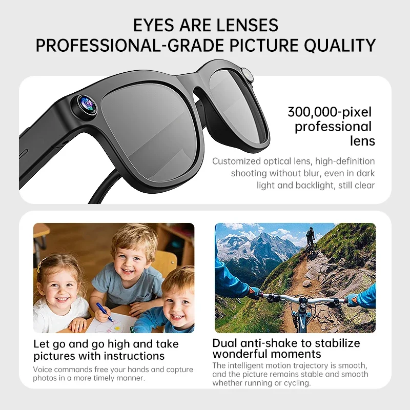 Lenovo New Smart AI Glasses 2400W HD 8K Shooting Camera Bluetooth Conversation Recording Translation Smart Sunglasses for Adults