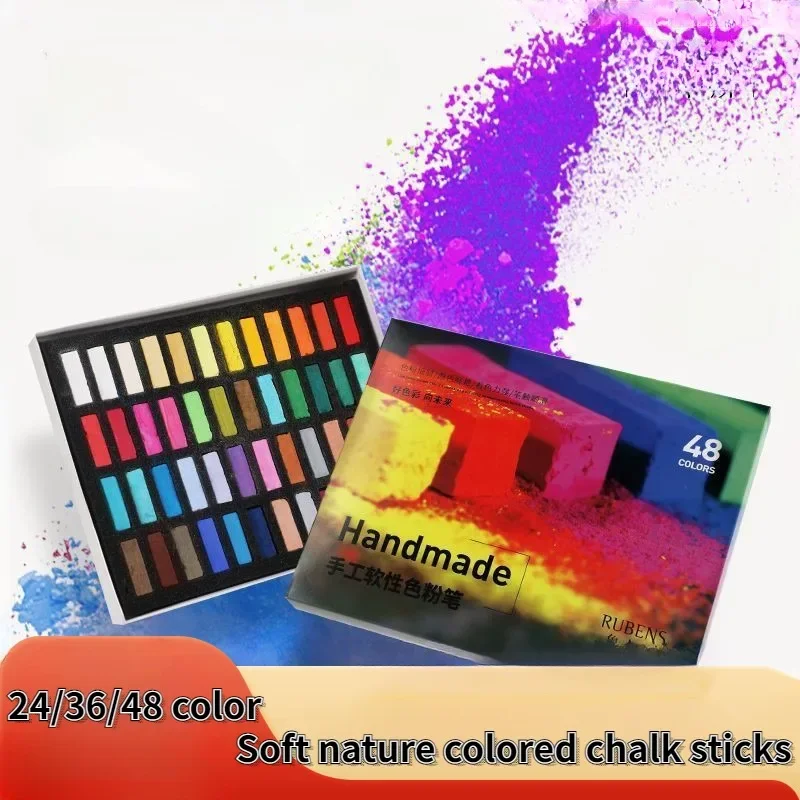 

24/36/48Color Set Rubens Color Chalk Hand Soft Pastel Powder Stick Student Art Painting Pen Works Coloring Crayons Art Supplies