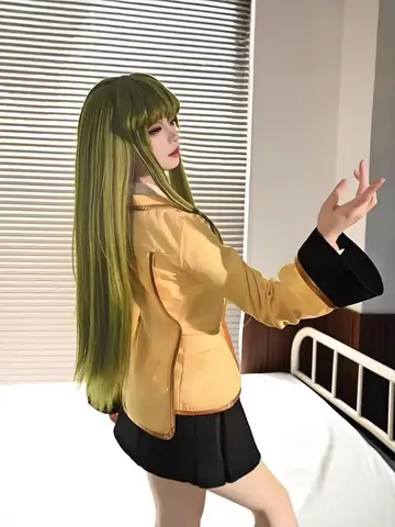 C.C. Code Geass Ashford Academy Uniform Cosplay – Yellow Jacket & Skirt Set for Halloween, Anime Expo, Carnival & School Theme