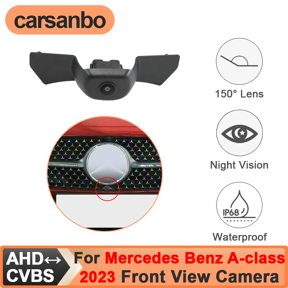 

Carsanbo For Mercedes Benz A-class 2023 Front View Parking Camera CCD AHD 150° Wide Angle Night Vision Fisheye Lens Waterproof