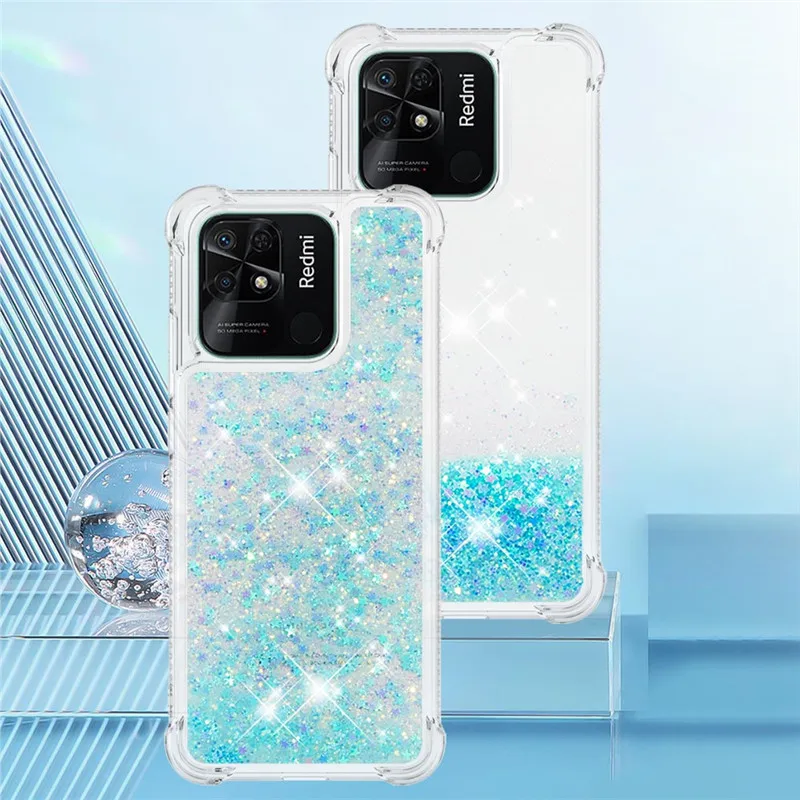 Fundas Redmi 10C Quicksand funda para Xiaomi Redmi 10C Coque suave líquido Bling cubierta para Xiaomi Redmi 10 C funda de teléfono Capa