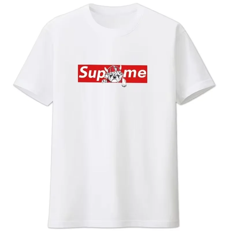 2026 New Men Women Short Sleeve T-shirt Cute Bulldog Box Logo Print Casual Street Fashion Tee