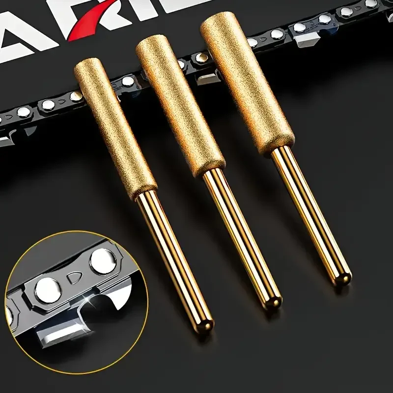 

12Pcs Titanium Coated Corundum Sharpener Head Rotary Tool Burr Stone File for Chainsaw Jade G Diamond Chainsaw Sharpener Set