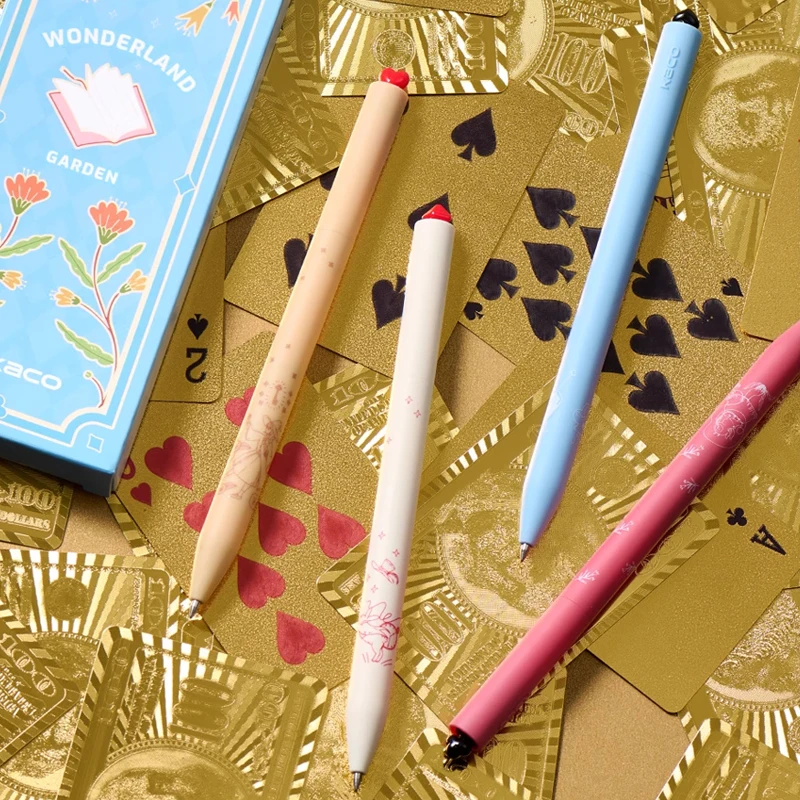 

Kaco Wonderland Garden Series Gel Pens 4-Pack Stylish Retractable Black Gel Pens (0.5mm) Stationery For Students & Office