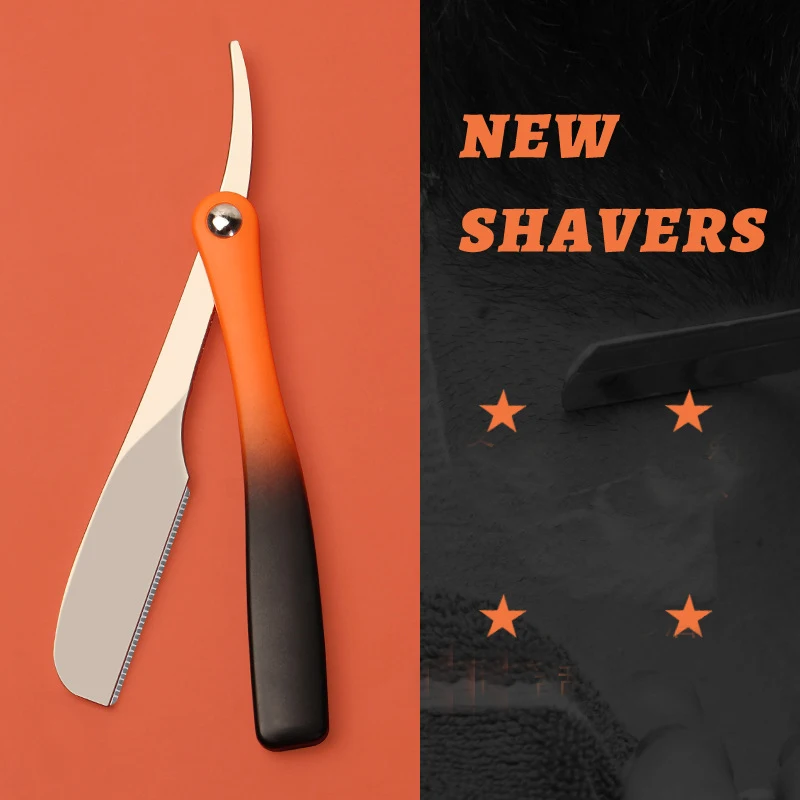 Orange Feather Razor Vintage Manual Change Blade Shaving Razor Retro Folding Knife Holder Men Shaving Barber Tools Gift