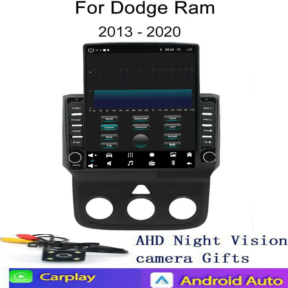 راديو السيارة راديو السيارة ل دودج رام 1500 2500 2013-2050 أندرويد 14 الملاحة التلقائية لتحديد المواقع مشغل وسائط متعددة ستيريو Carplay 5G كاميرا