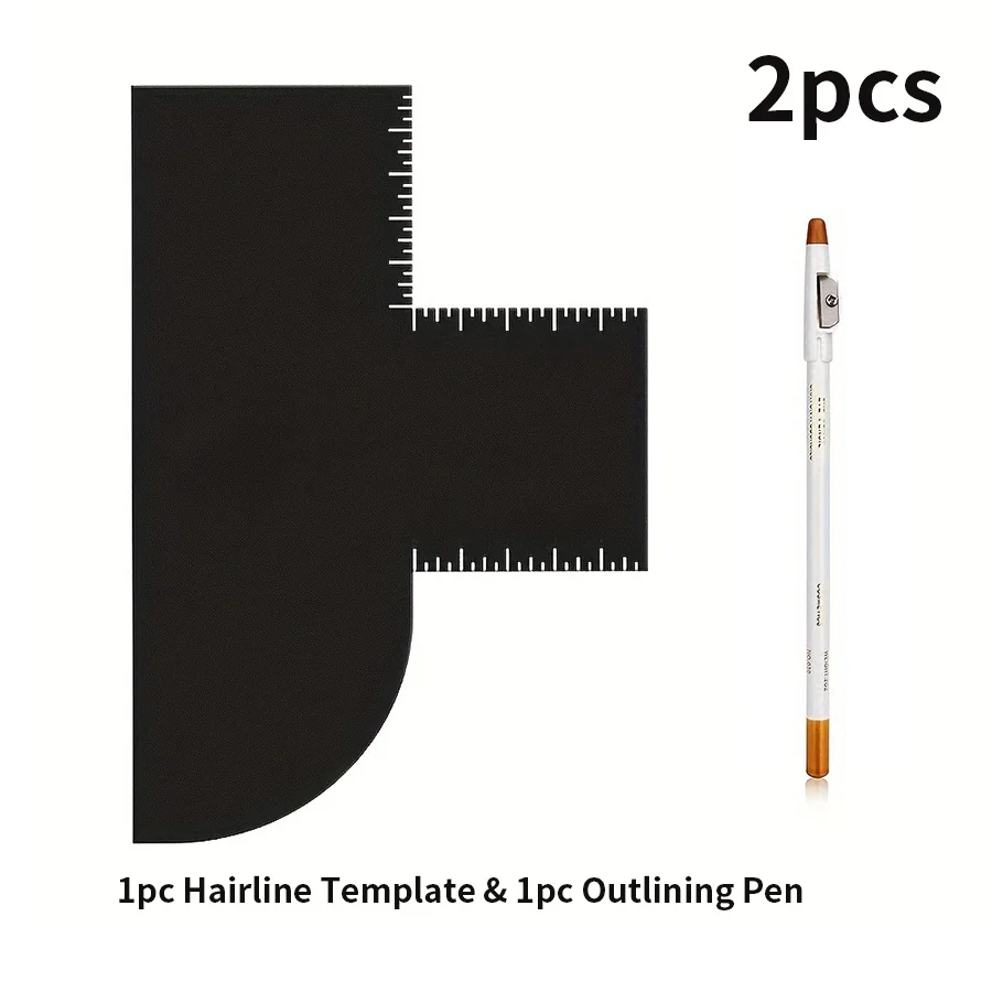 1Pc Hairline Template with 1Pc Outlining Pen, Men’s Hair Beard Line Up Tool for Precise Hair Edge Shaping and Barber Styling