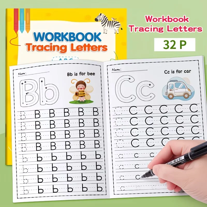 

32-Page A-Z Alphabet Practice Book, Writing Exercises, Creative Coloring Adventures, English Homework, Improve Writing Skills, Easter and Christmas Gifts, One Page at a Time, Step-By-Step Practice, Can Be Practiced Repeatedly to Reinforce Memory, a Practi