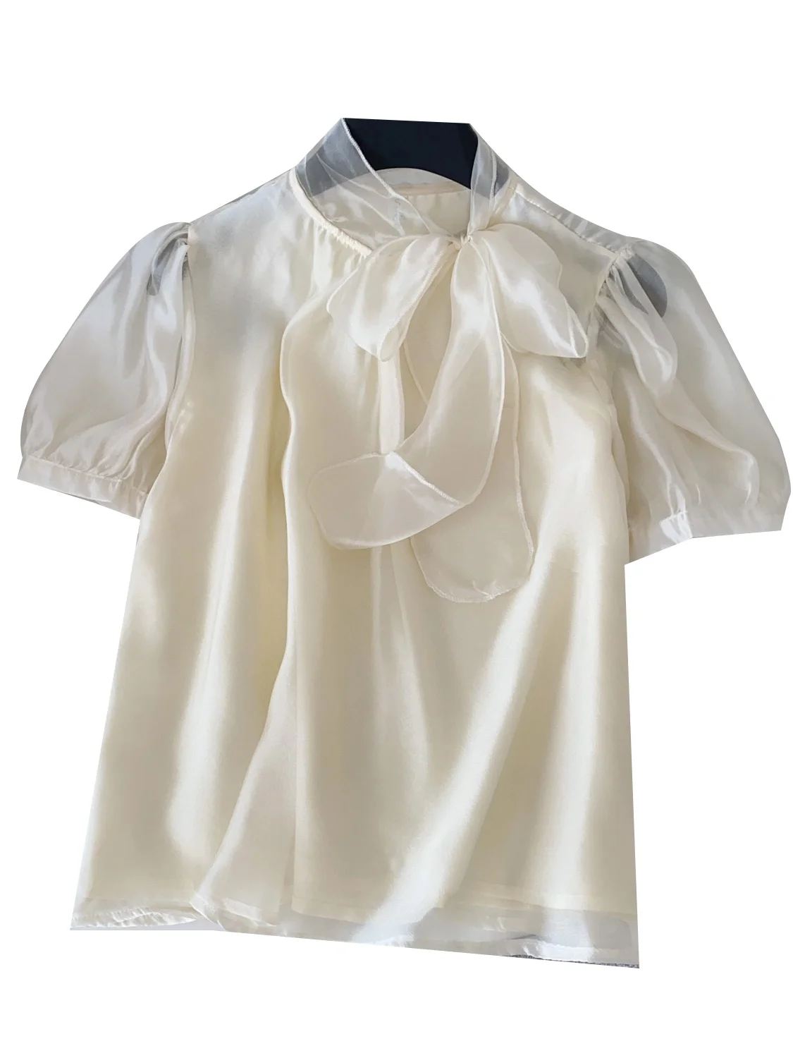 Ele Knot Bubble Sve Chiffon irt Donna Estate Faionable Versatile Top giovanile Coreano Sle Vestibilità ampia