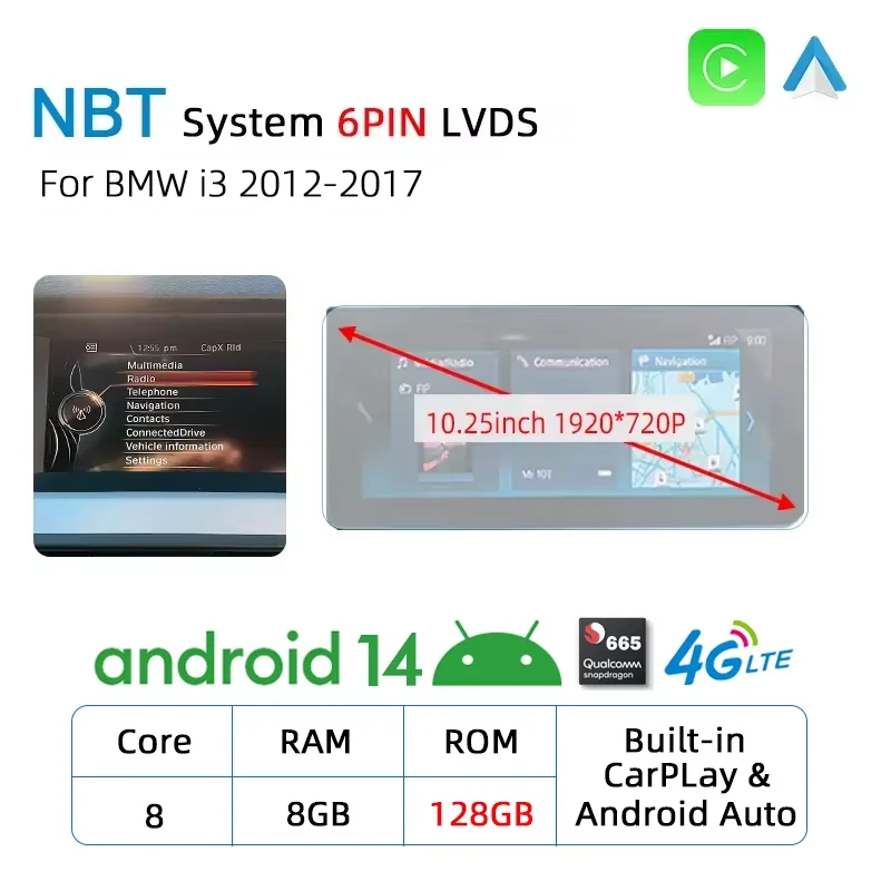 Android 14 Draadloze Carplay Touchscreen Voor BMW i3 I01 NBT EVO Systeem 2013-2020 Auto Multimedia Speler GPS Auto Radio DSP Navi