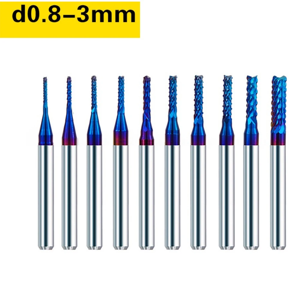 

Milling Cutter 10pcs Tungsten Carbide End Mill Router Bits 1/8'' Round Shank CNC Cutter Milling Carving Engraving Bit Set