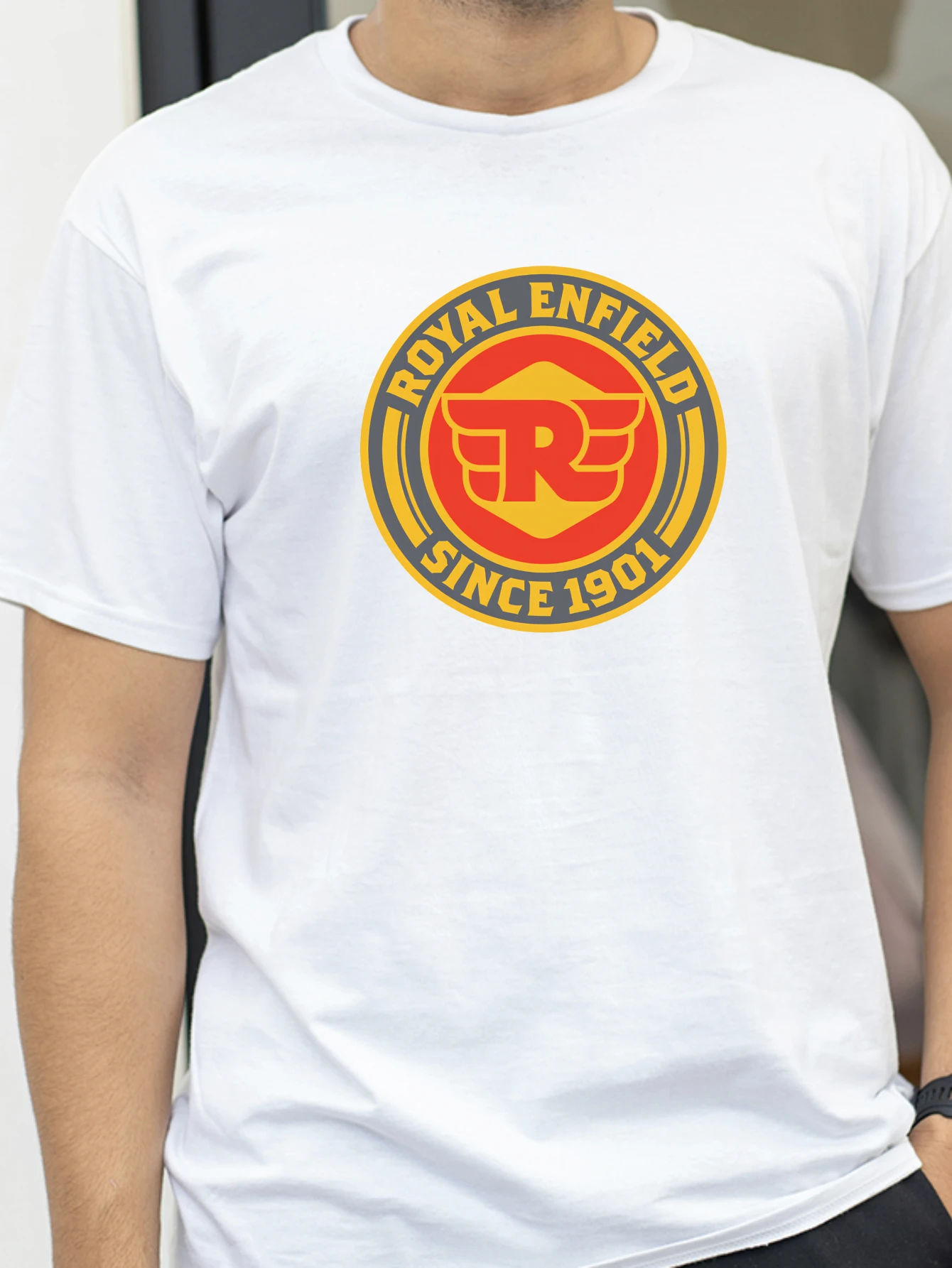 ROYALS E-ENFIELDS Print-T-Shirt, modisches, kurzärmliges, lockeres T-Shirt mit Rundhalsausschnitt, Sommer, atmungsaktives, lässiges T-Shirt – Detail 3