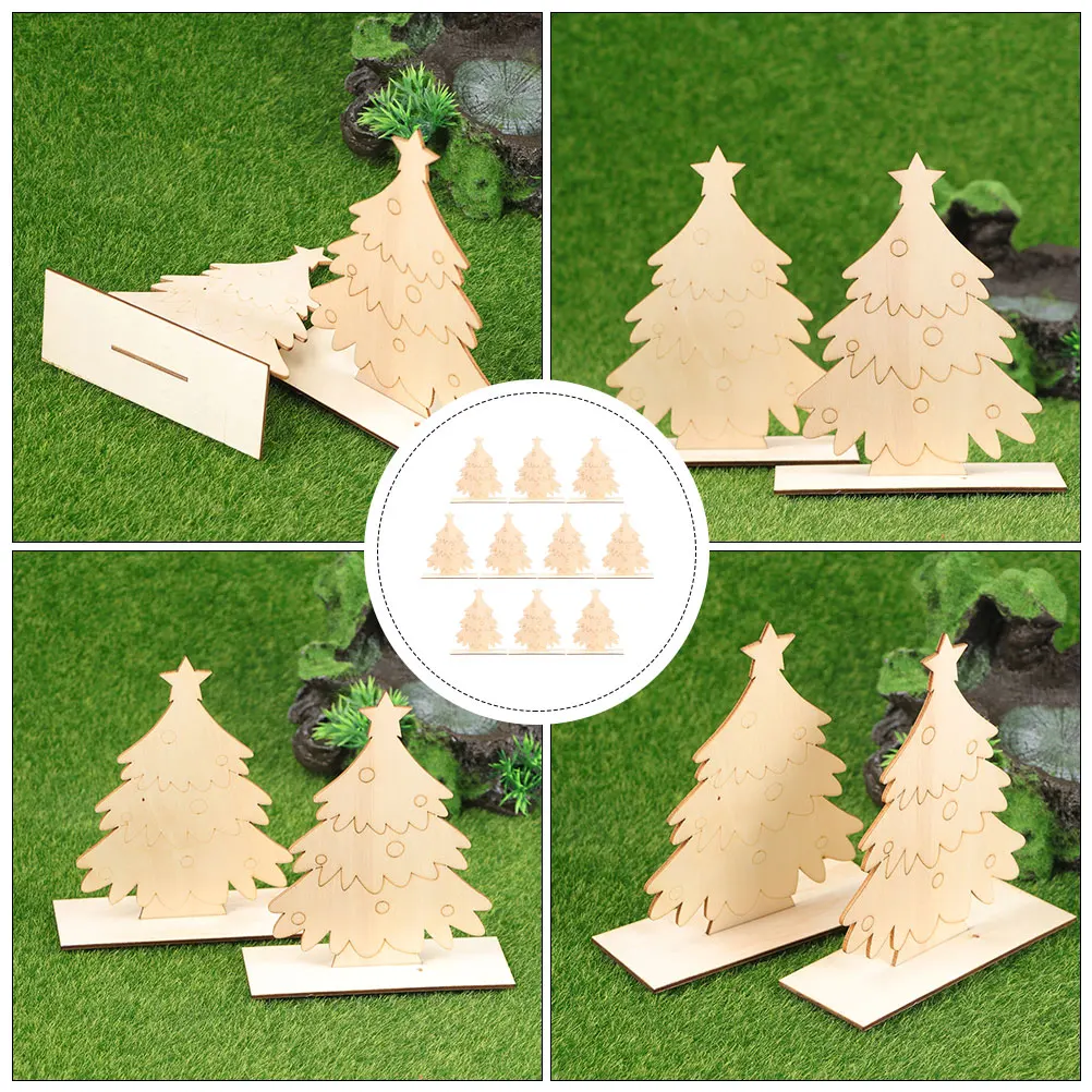 

10pcs Christmas Tree Wood Board Diy Painting For Coloring Creative Xmas Tree Adornment Wooden Plate Christmas Decor Home