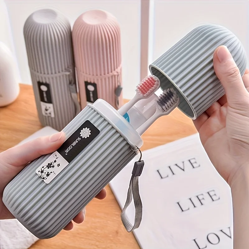 

Portable Travel Toothbrush Set - With Mouthwash Cup and Toothpaste Holder，Compact Design，A must-have portable mouthguard，Travel