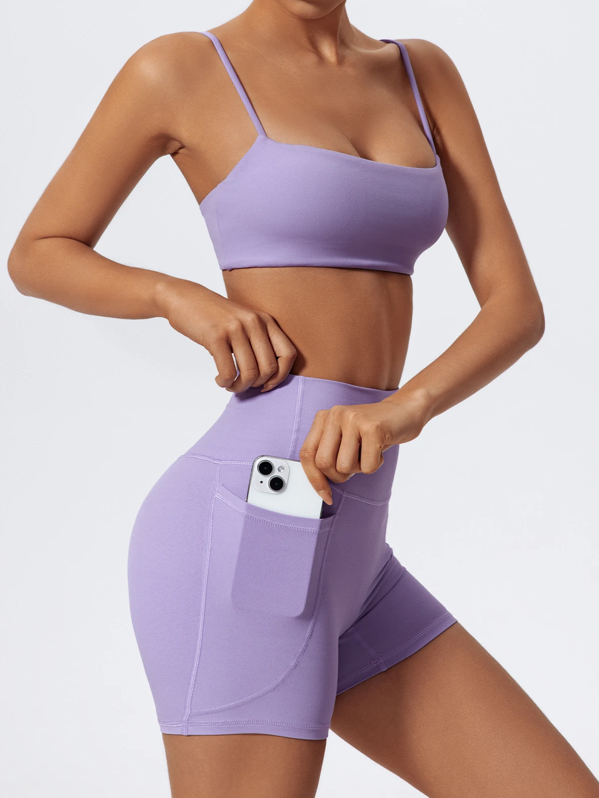 Sommer Damen Zweiteiliges Fitness-Set, Sport-BH und Shorts, Schnelltrocknende Yoga-Kleidung, Sport-BH-Anzüge – Detail 8