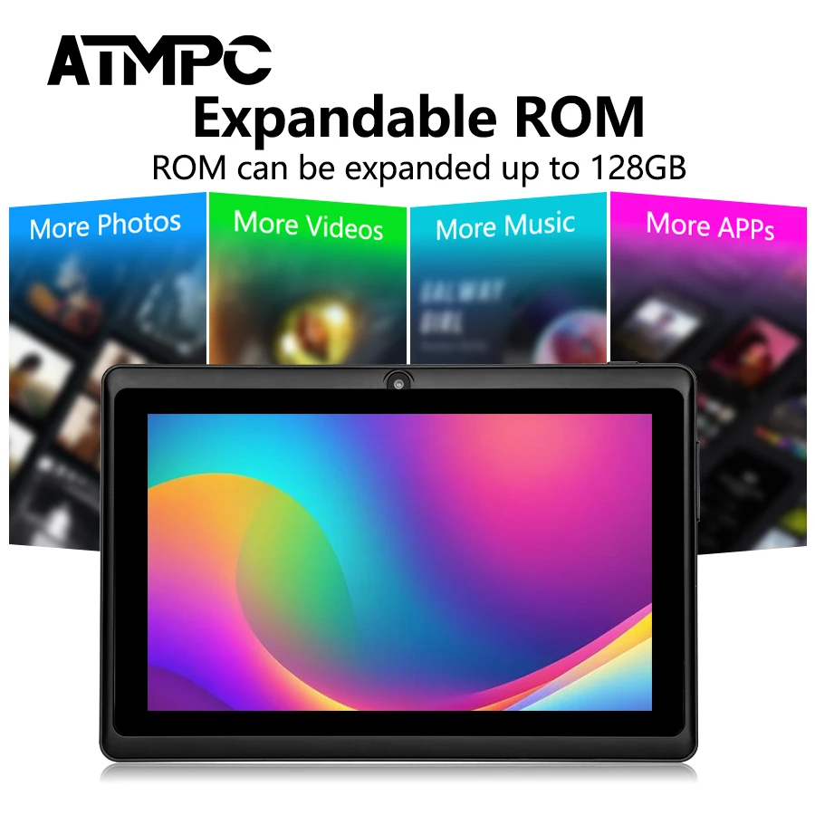 Tablet ATMPC da 7 pollici, Android 11, 3 GB di RAM+32 GB di ROM, Quad-Core, 3500 mAh, WIFI, BT 4.2, display IPS 1024*600, tablet con custodia magnetica