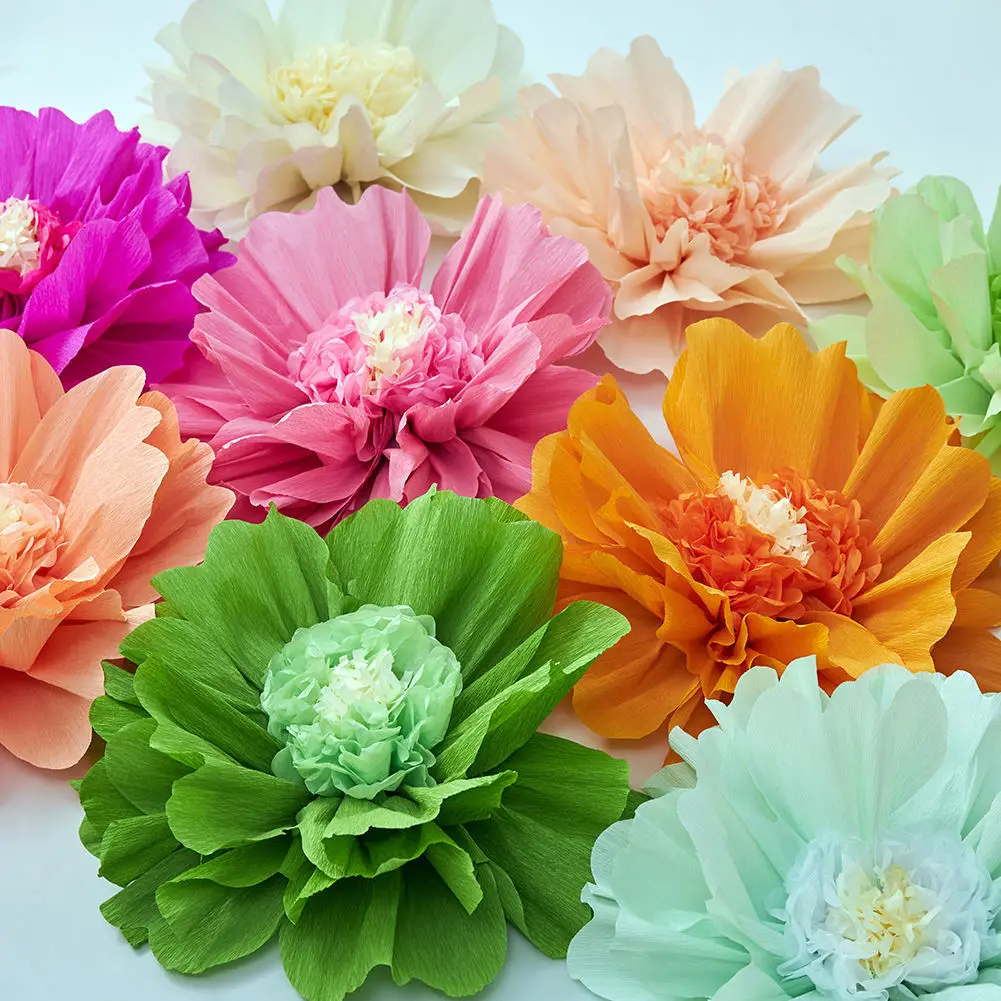 8 Stück Riesige Seidenpapier-Blumen Große Krepppapier-Blumen Dekorationen für Zuhause Muttertag Geburtstag Hochzeit Blumen-Hintergründe – Detail 9