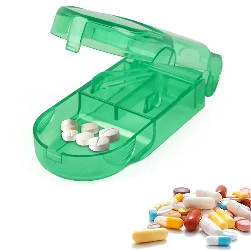 Pill Cutter Divider with Protective Cover, Universal Size, Dual Function Cutting & Grinding, Essential Daily Medication Tool