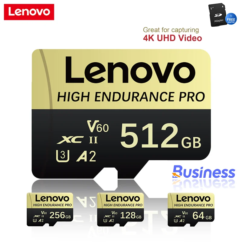 Lenovo Micro SD Card 512GB A2 U3 High-Speed Flash Memory Card Data Transfer 128GB 256GB 64GB for Xiaomi PC Shockproof