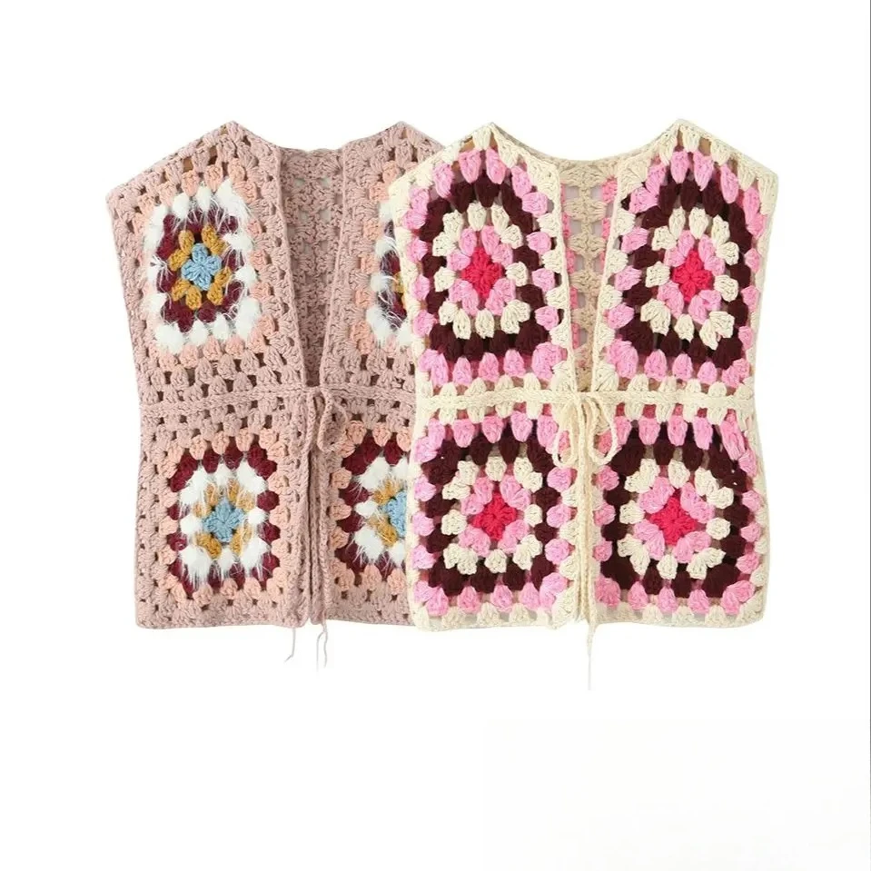 

KONDALA женские осенне-зимние праздничные свитера жилет ручной вязки жилет с цветочным принтом 2025 модный элегантный повседневный шикарный женский свитер пальто