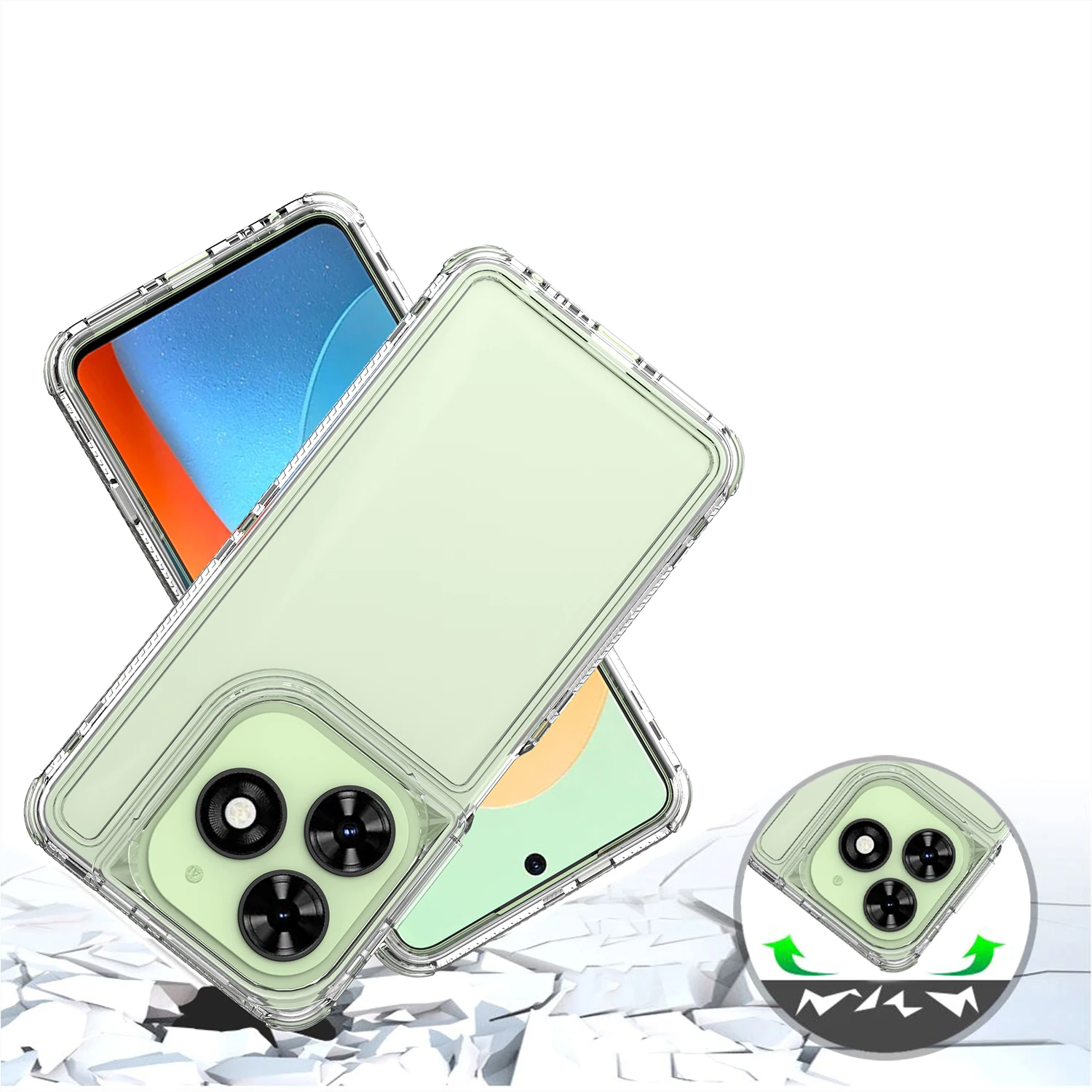 3 in 1 Rugged Armor Shockproof Phone Case For Tecno Spark 20 20C Go 2024 Hard Plastic Frame Transparent TPU Back Cover Fundas