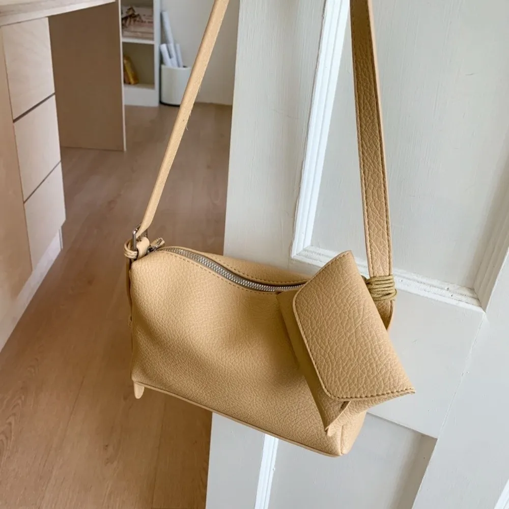 Trendy Simple Soild Color Boston Bag Versatile With Small Bag Soft Leather Crossbody Bag Zipper Korean Women's Handbags Ladies