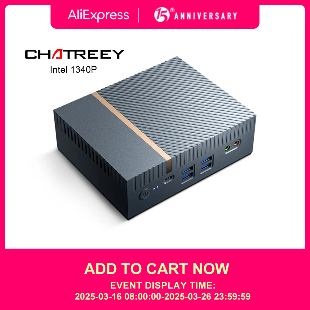 Chatreey 게이밍 미니 PC 데스크탑 컴퓨터, IT12 인텔 코어 i5, 1340P, i7, 1360P, 13900H, 4K @ 60hz, 2x HD, 2.5G LAN, DP, WIFI6