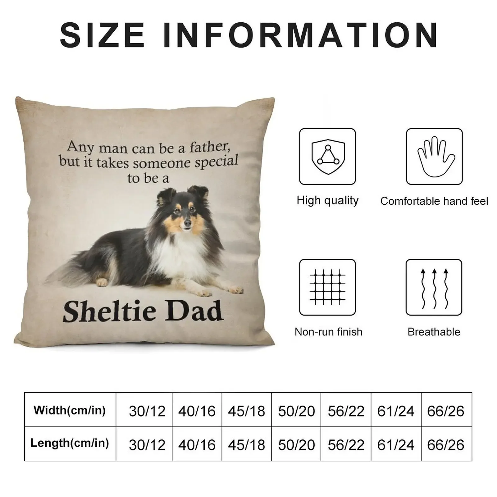 Tri-Color Sheltie Dad Throw Pillow Decorative Cushion Cover Luxury Sofa Cushions Cushion Cover Luxury pillow