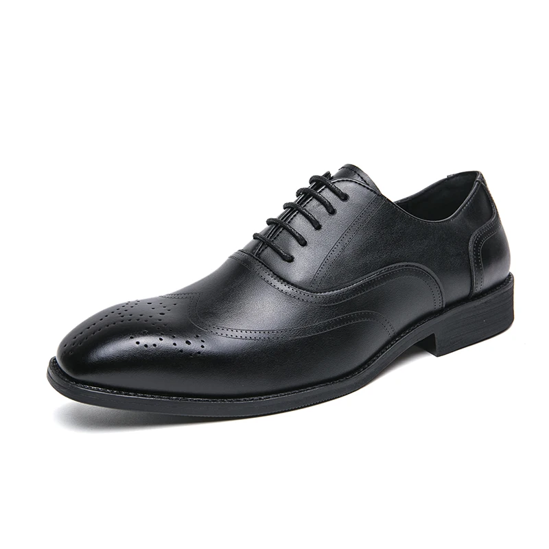 Luxury Business Leather Men Shoes Oxford Brogue Lace-up Dress Shoes Men Office Wedding Party Spring&Autumn Social shoe male