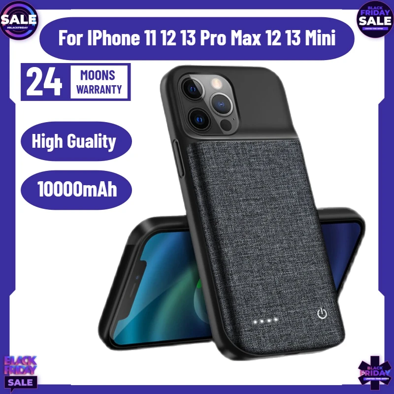 

10000mAh Smart External Battery for IPhone 11 12 13 Pro Max Battery Charger Cases for IPhone 12 13 Mini Power Bank Charging Case