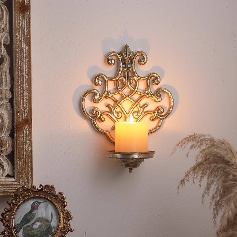 

Винтажный настенный подсвечник, декоративное металлическое бра с прокруткой для декора дома и сада