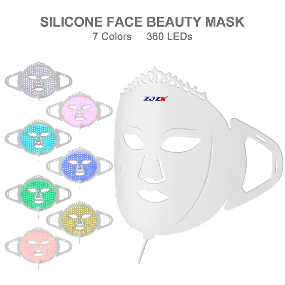 Máscaras faciales Led de 7 colores, máquina Facial de terapia de luz roja para reparación de la piel, blanqueamiento, rejuvenecimiento, antiacné en Aliexpress