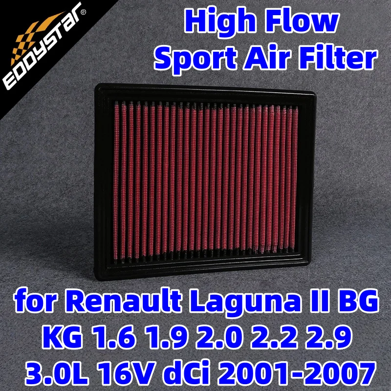 

Спортивный воздушный фильтр с высоким расходом для Renault Laguna II BG KG 1,6 1,9 2,0 2,2 2,9 3,0 л 16 В dCi 2001-2007, моющиеся гоночные впускные фильтры