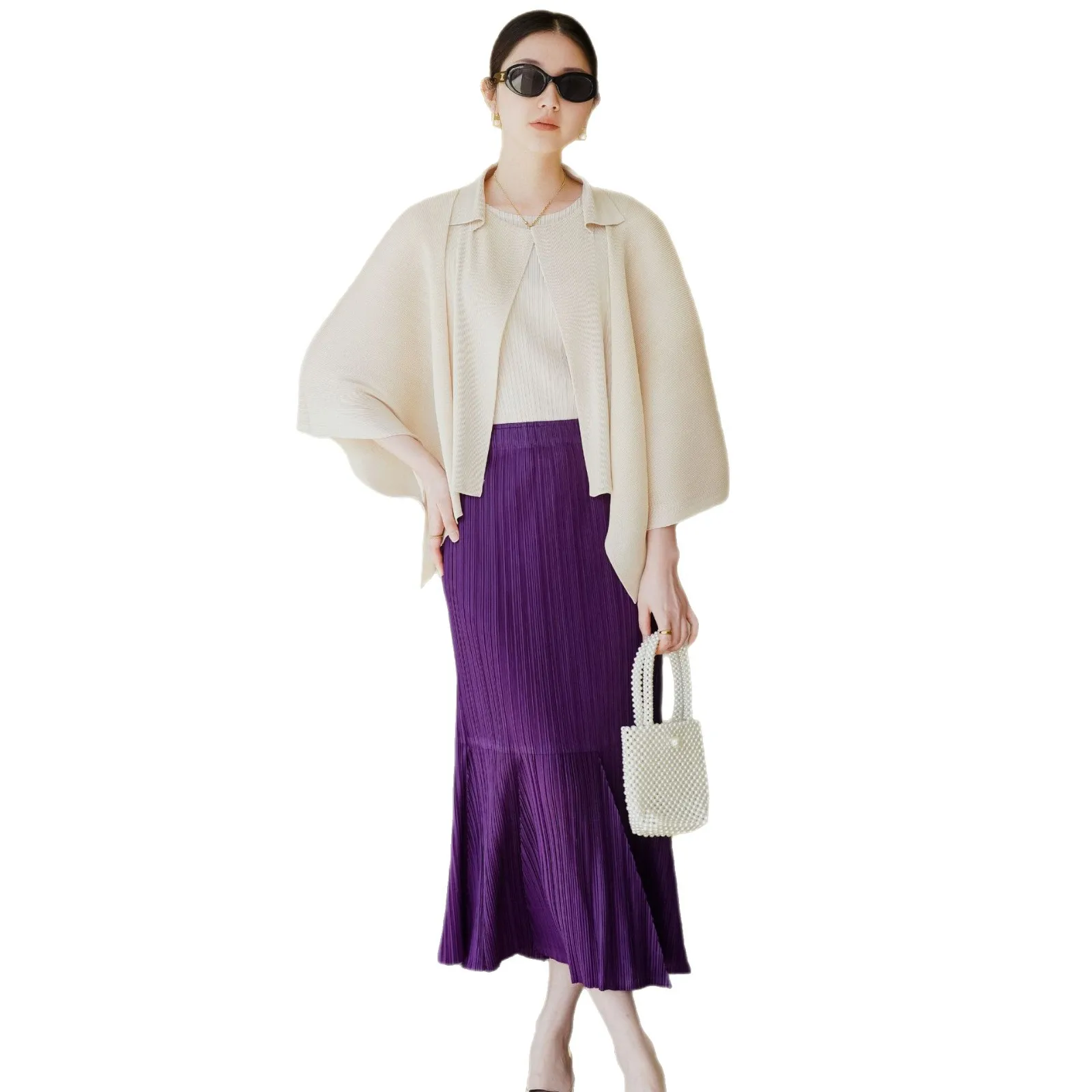 Miyake Autumn Spring New Women's Solid Color High-end Pleated Designer High-end Pleat Light Luxury Elegant Fashion Shawl Jacket