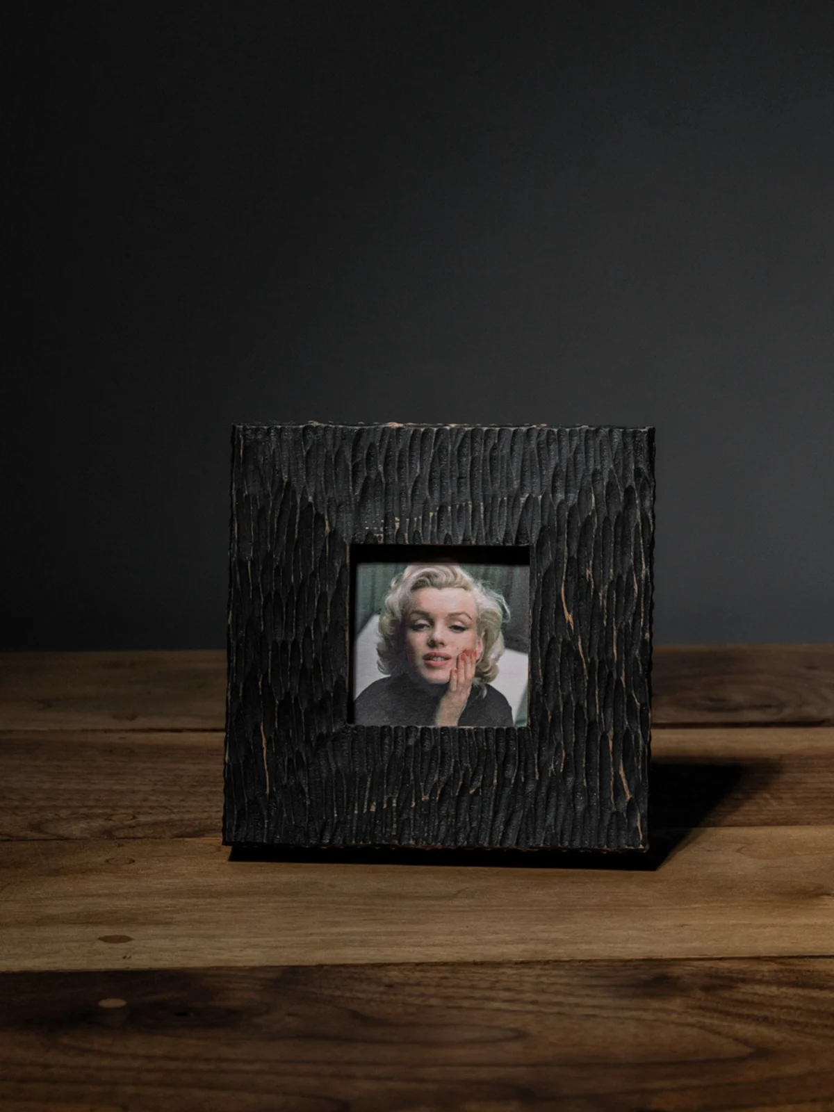 

Rustic Vintage Hanrted Bla Texture Wide-Margin Wood Photo Frame Photoaphy Artwork Decoration Mountain Sle